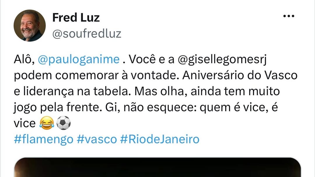 Confraria Vascaína emite nota sobre Fred Luz como CEO da Vasco SAF