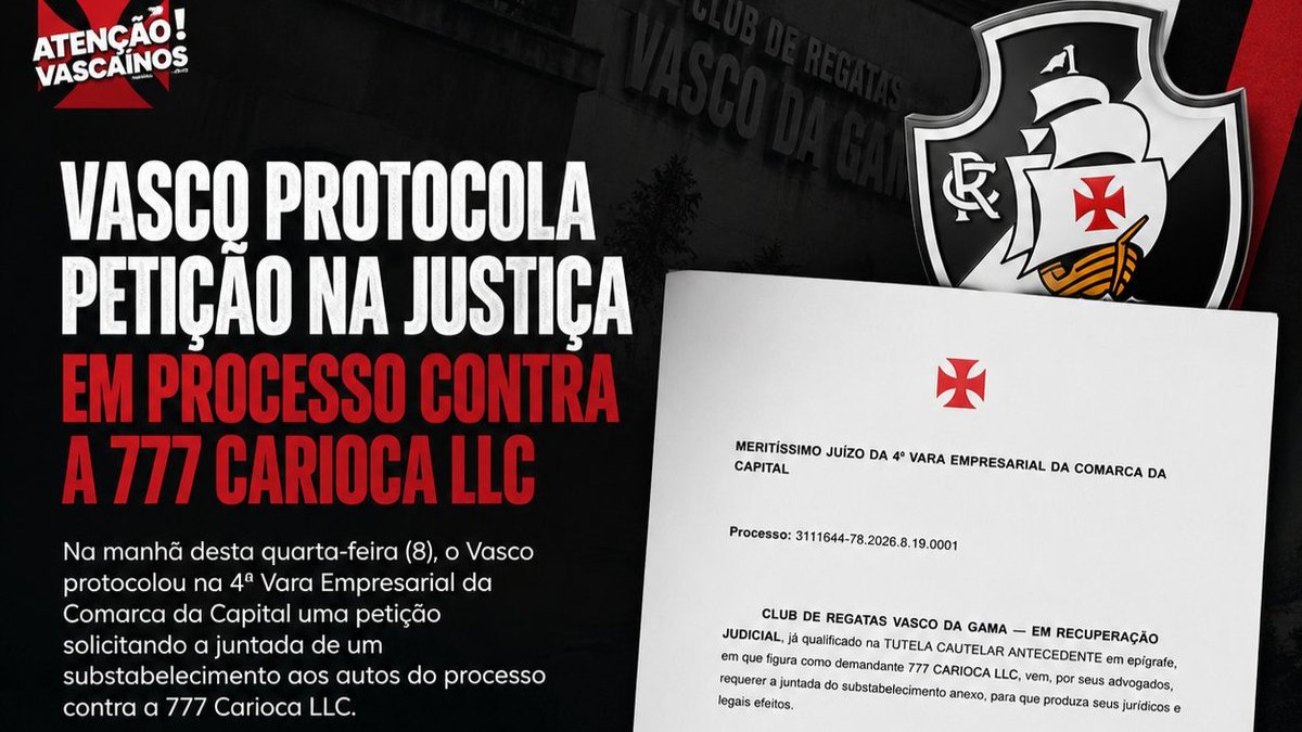 Vasco inclui novos advogados no processo judicial contra a 777 Carioca