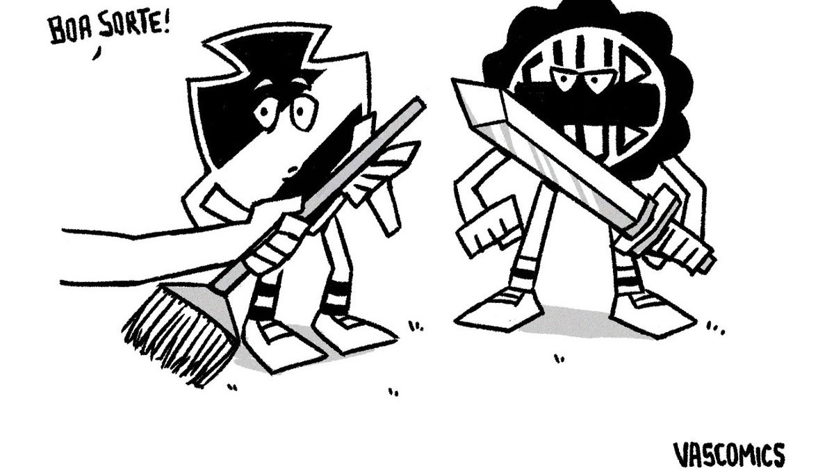Charge do Vascomics retrata derrota dolorosa do Vasco para o Olimpia por 3x1