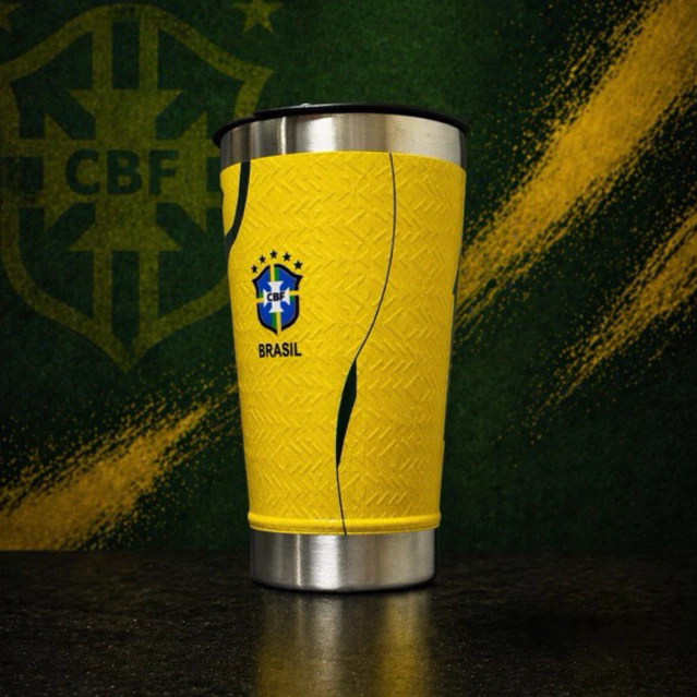 Copo Térmico Premium Brasil (alto relevo, impressão UV 360°)