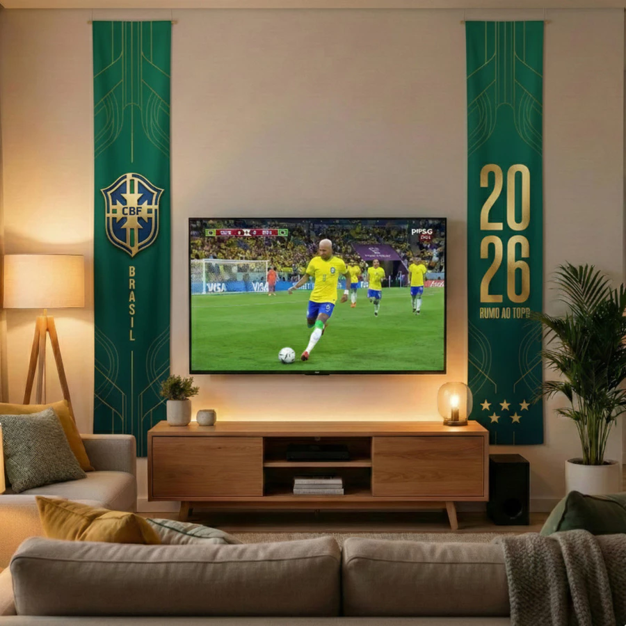 Kit 2 Faixas Premium Brasil Decoração (painel vertical) Copa 2026